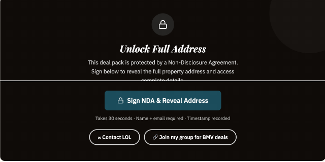 Investor signs NDA and unlocks address